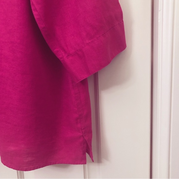 Coldwater Creek | NEW Linen Button Up Long Sleeve Fuschia Pink Shirt  2X - Picture 4 of 12